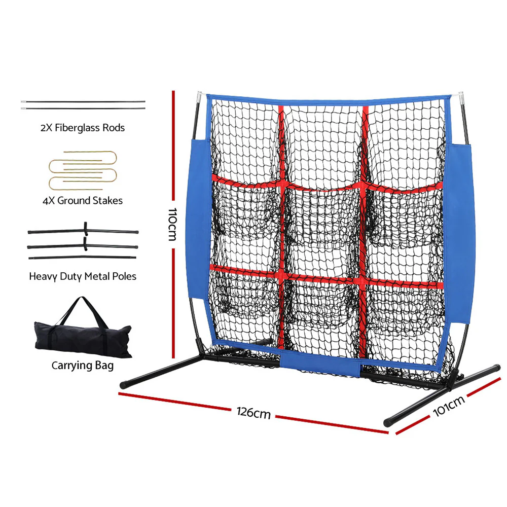 Everfit Soccer Net Baseball Pitching Football Goal Training Aid 9 Target Zone - Nurns