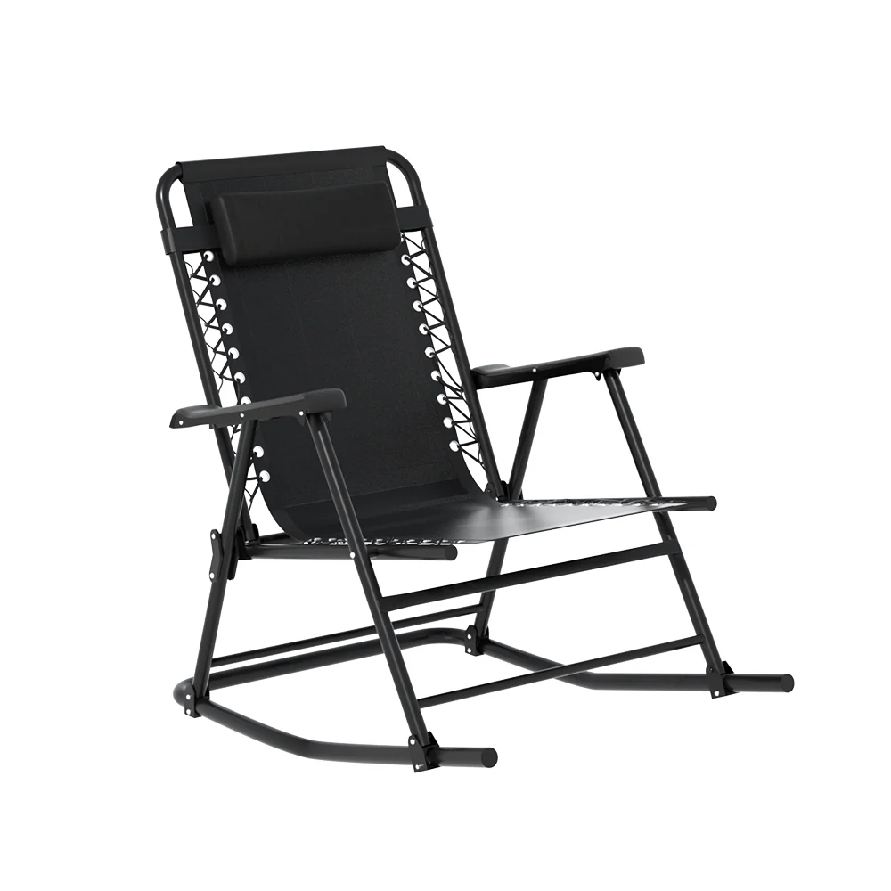 Zorion Outdoor Rocking Chair Folding Reclining Patio Furniture Garden - Black - Nurns