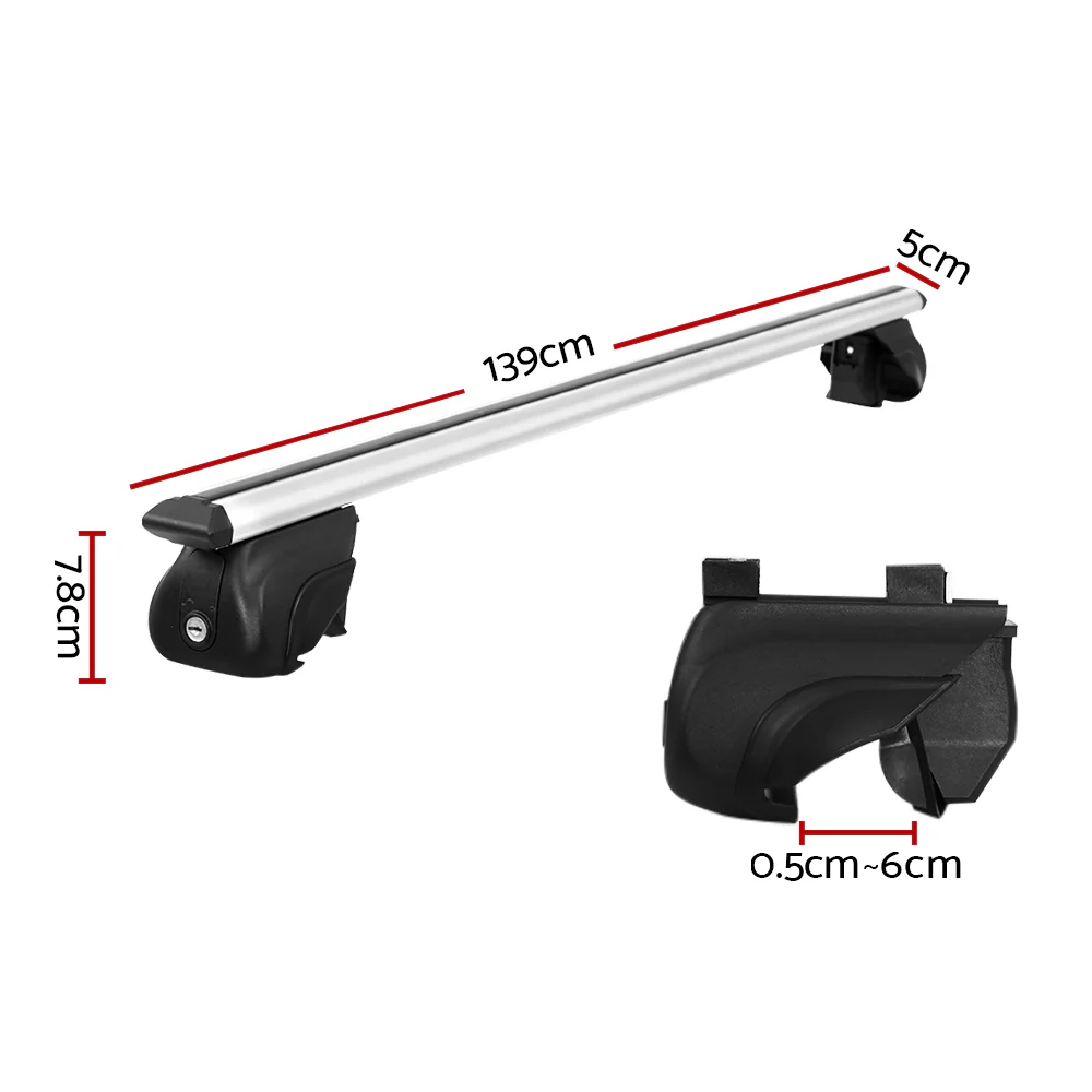 Universal Car Roof Rack Aluminium Cross Bars Adjustable 126cm Silver Upgraded - Nurns