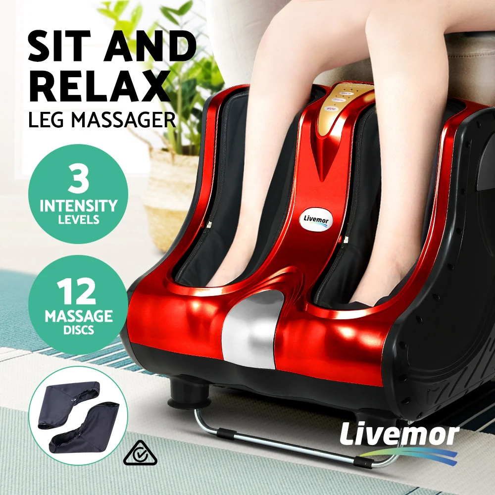 Foot Massager Shiatsu Ankle Calf Leg Massagers Circulation Enhancer Red - Nurns