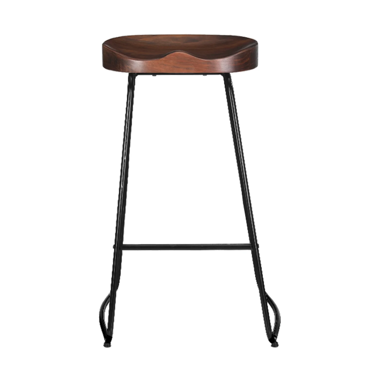 Set of 2 Trento Backless Elm Wood Bar Stools - Black - Nurns