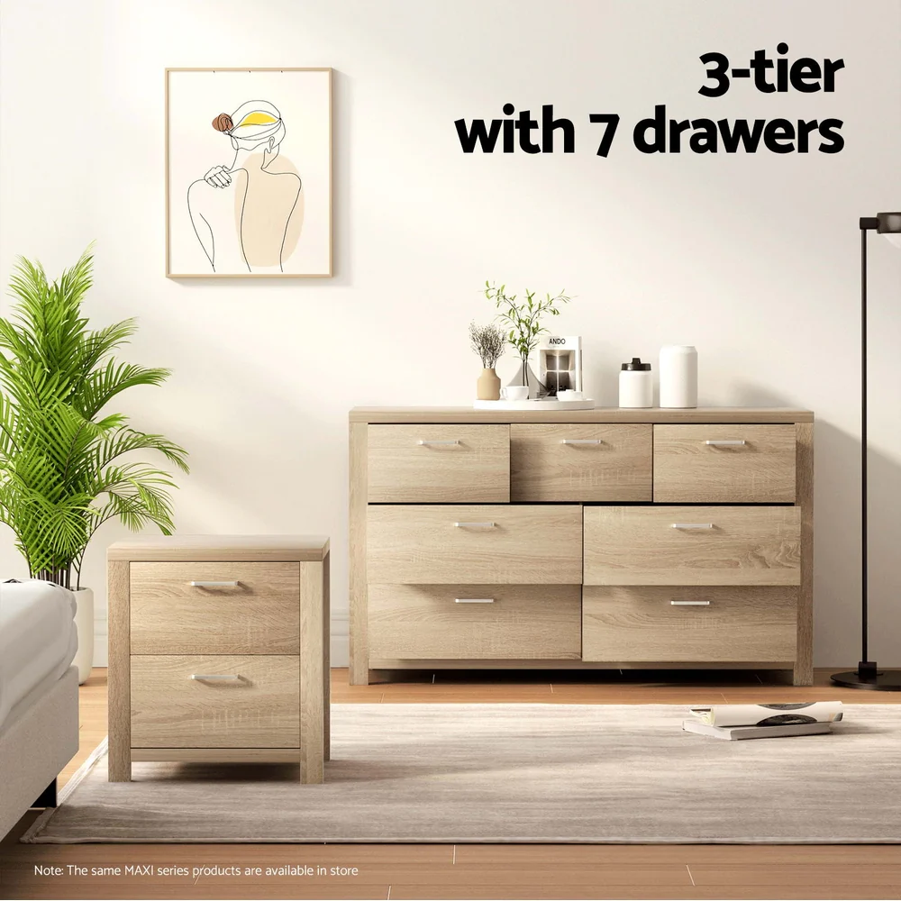 Artiss 7 Chest of Drawers - Pine - Nurns