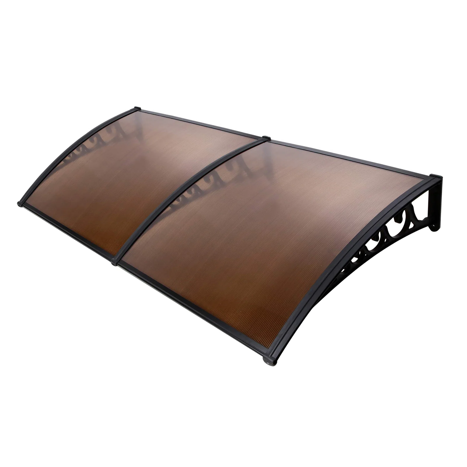Instahut Window Door Awning 1mx2.4m Brown Hollow Sheet Plastic Frame - Nurns