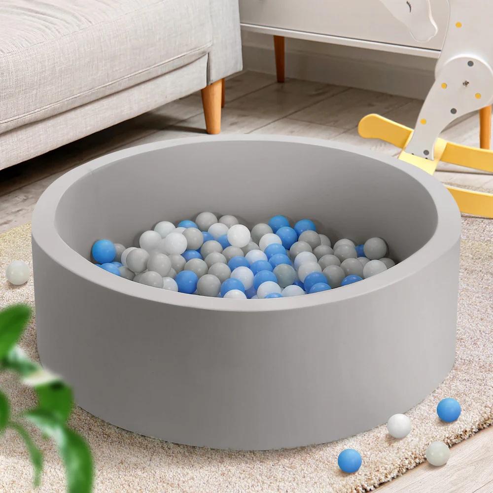 Ocean Foam Ball Pit with Balls Kids Play Pool Barrier Toys 90x30cm Grey - Nurns