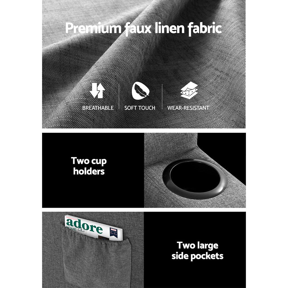 Artemis Recliner Chair Electric Massage Chair Fabric Lounge Heated - Grey - Nurns