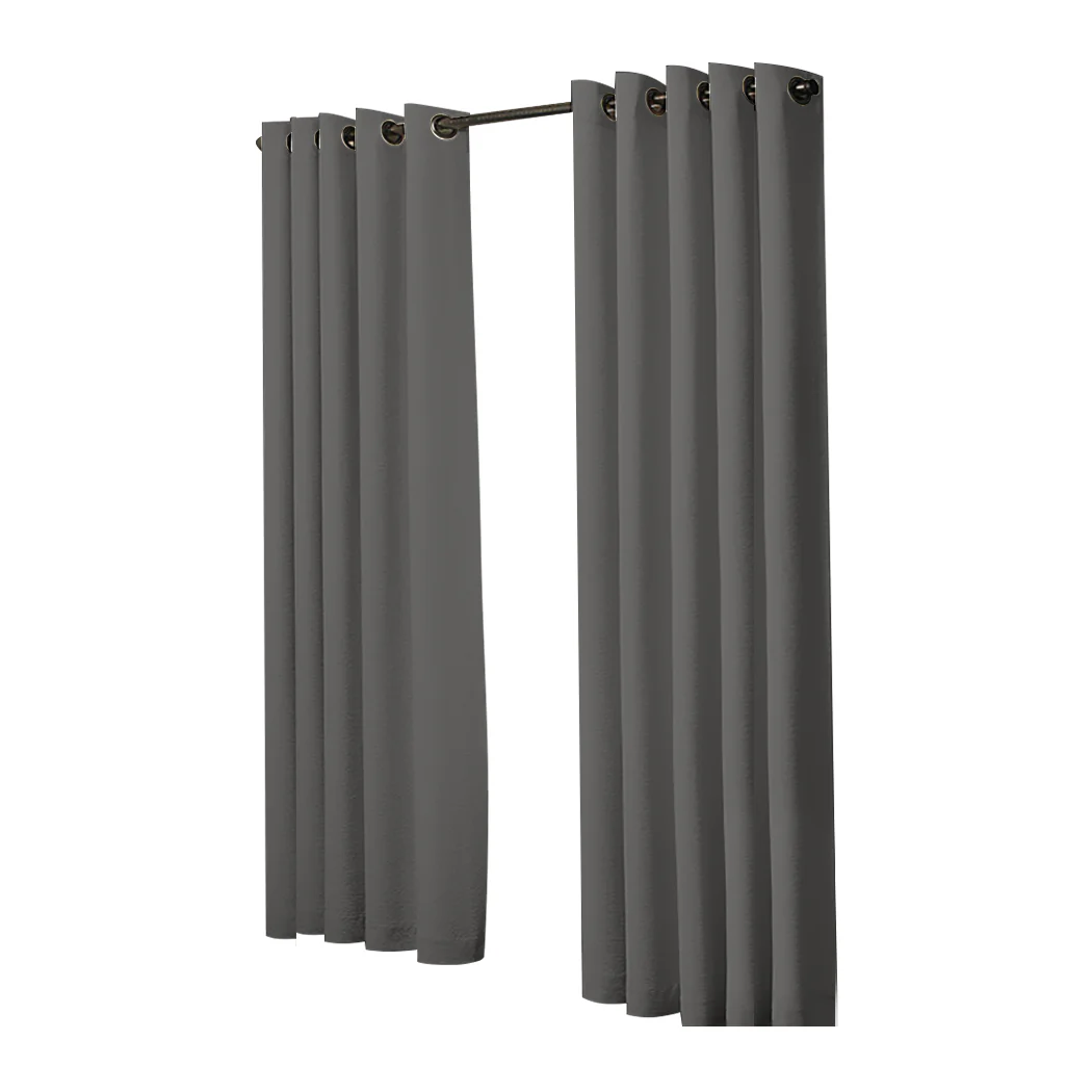 Set of 2 180x230cm Blockout Curtains Panels 3 Layers - Charcoal - Nurns