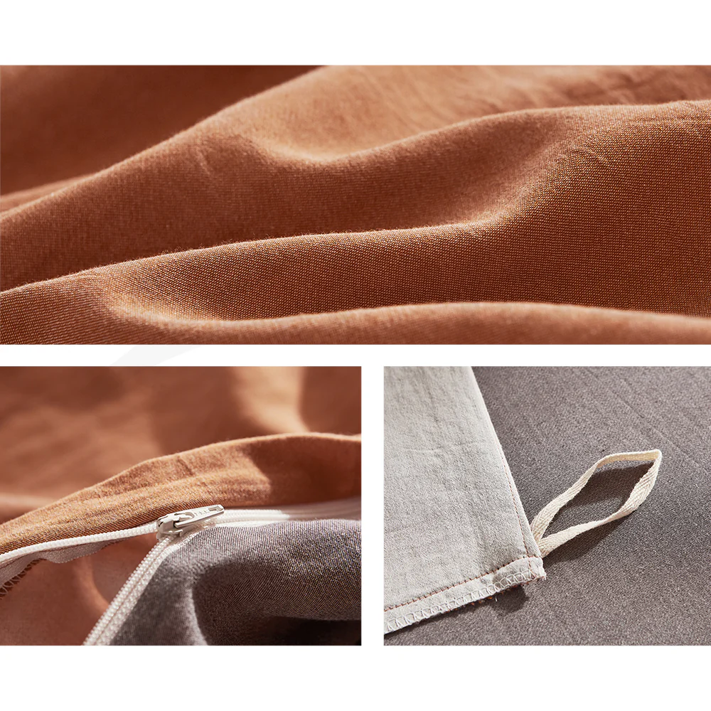 Single Cosy Club Cotton Bed Sheets Set Orange Brown Cover - Nurns