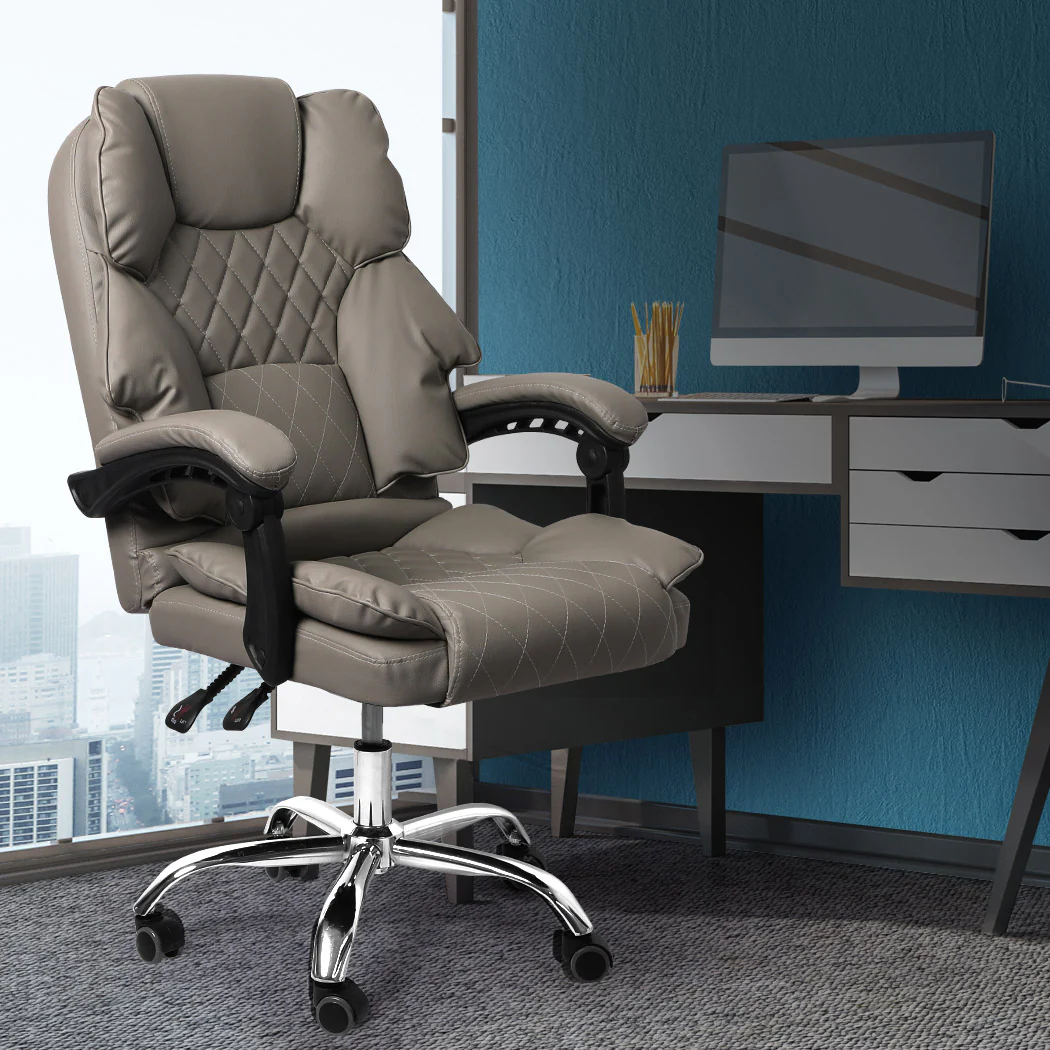 Levede Gaming Chair Office Computer Grey No Footrest - Nurns