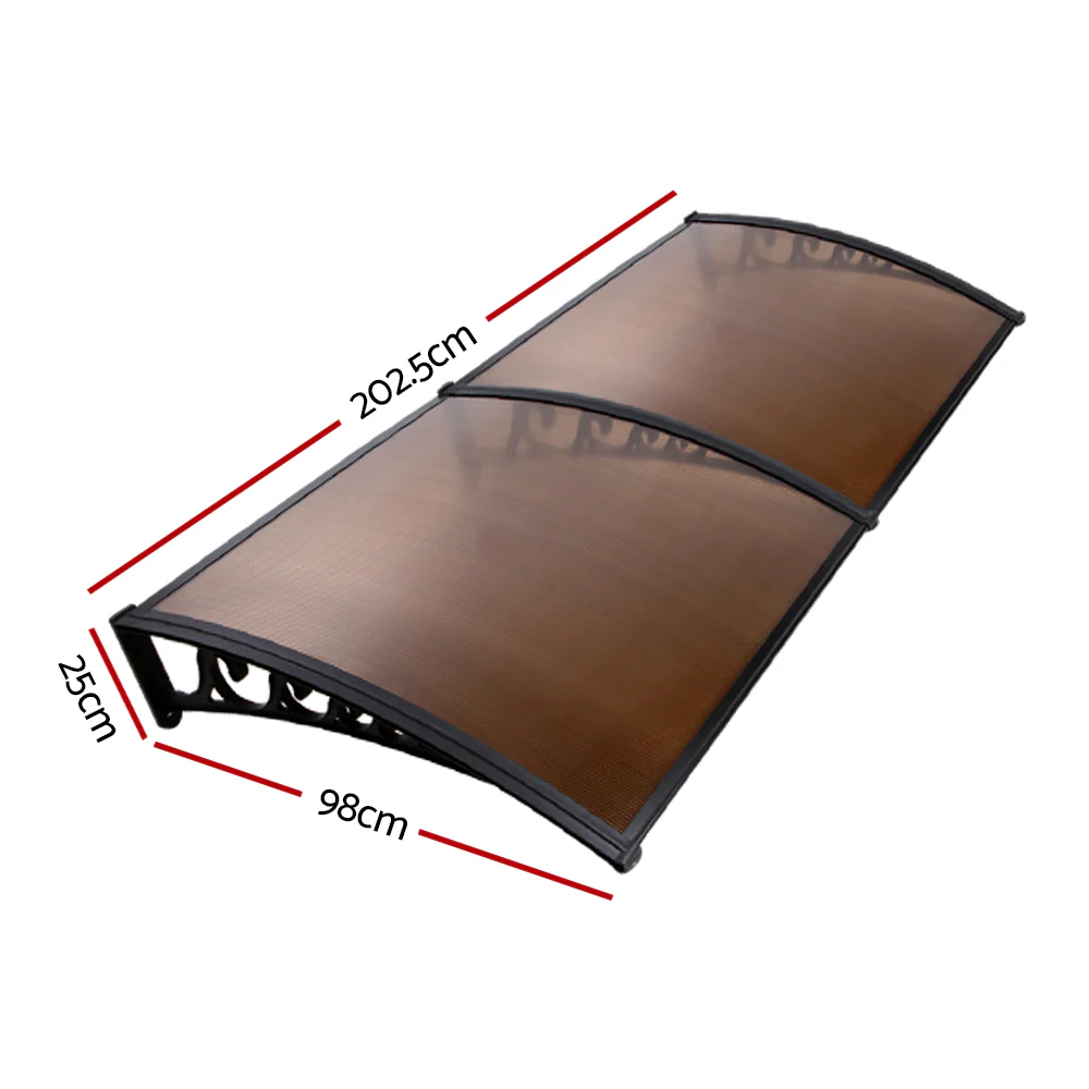 Instahut Window Awning Door Canopy 1m x 2m Brown - Nurns