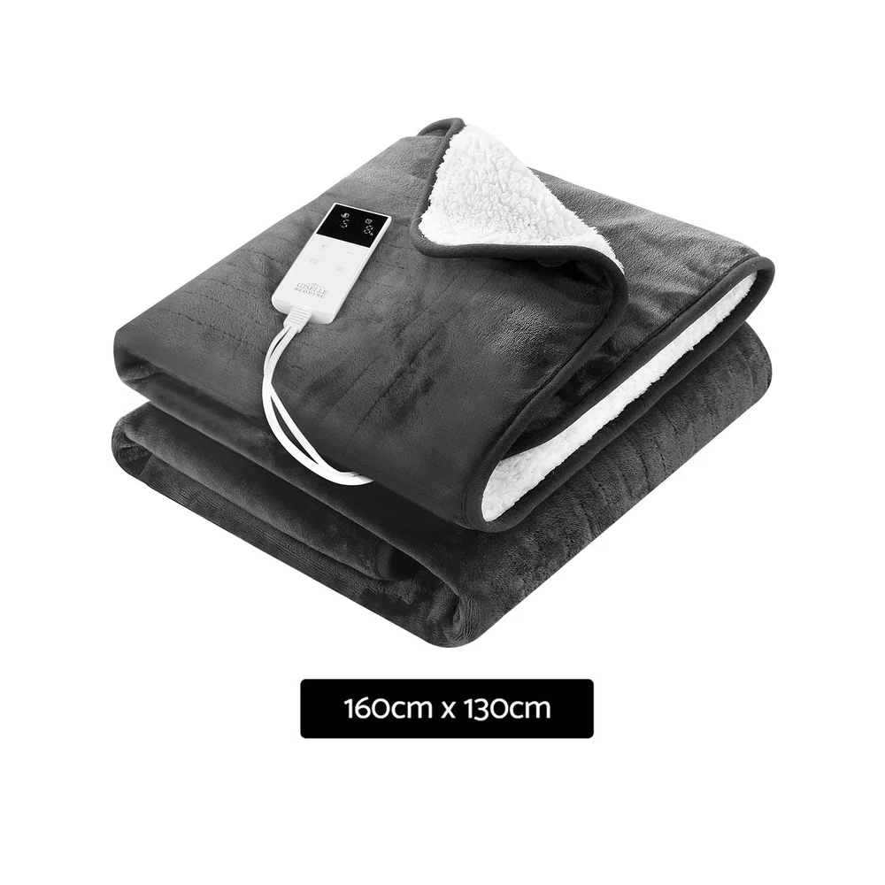 Watson Electric Throw Soft Blanket Rug Heated Washable Snuggle Flannel Winter - Grey - Nurns