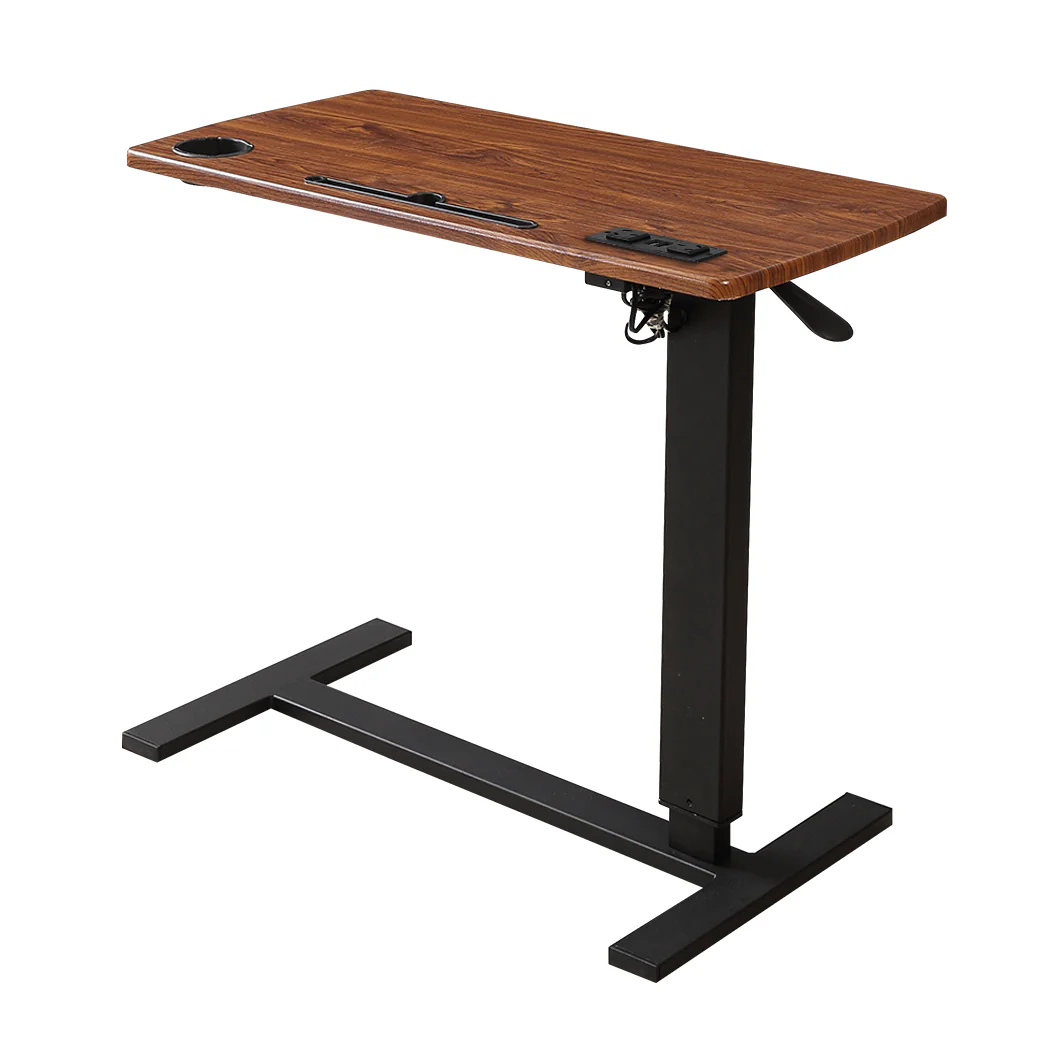 Levede Mobile Standing Desk Foldable Brown Fold - Nurns