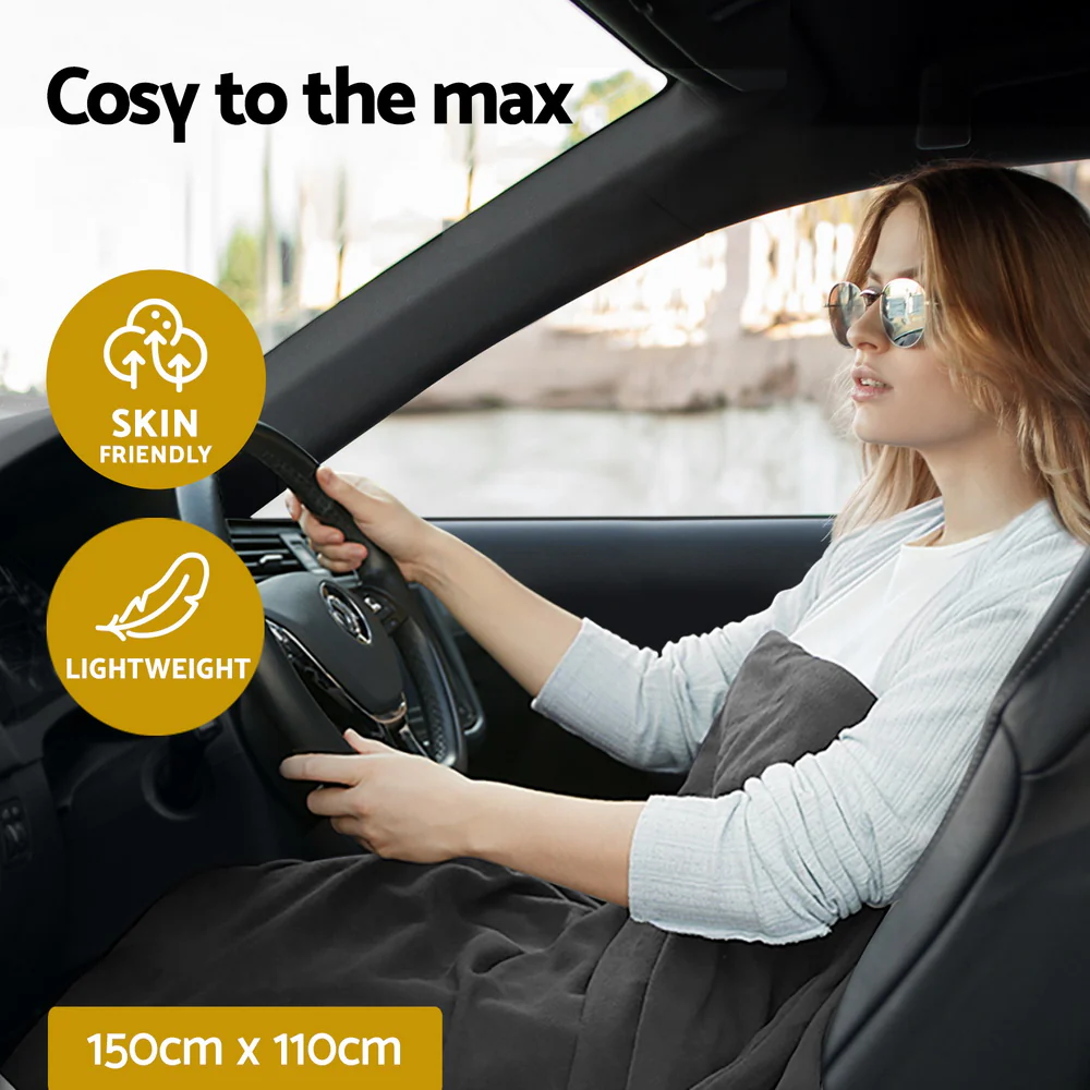 Wilhena Throw Soft Blanket Electric Heated Blanket Car Throw Rug - Grey - Nurns