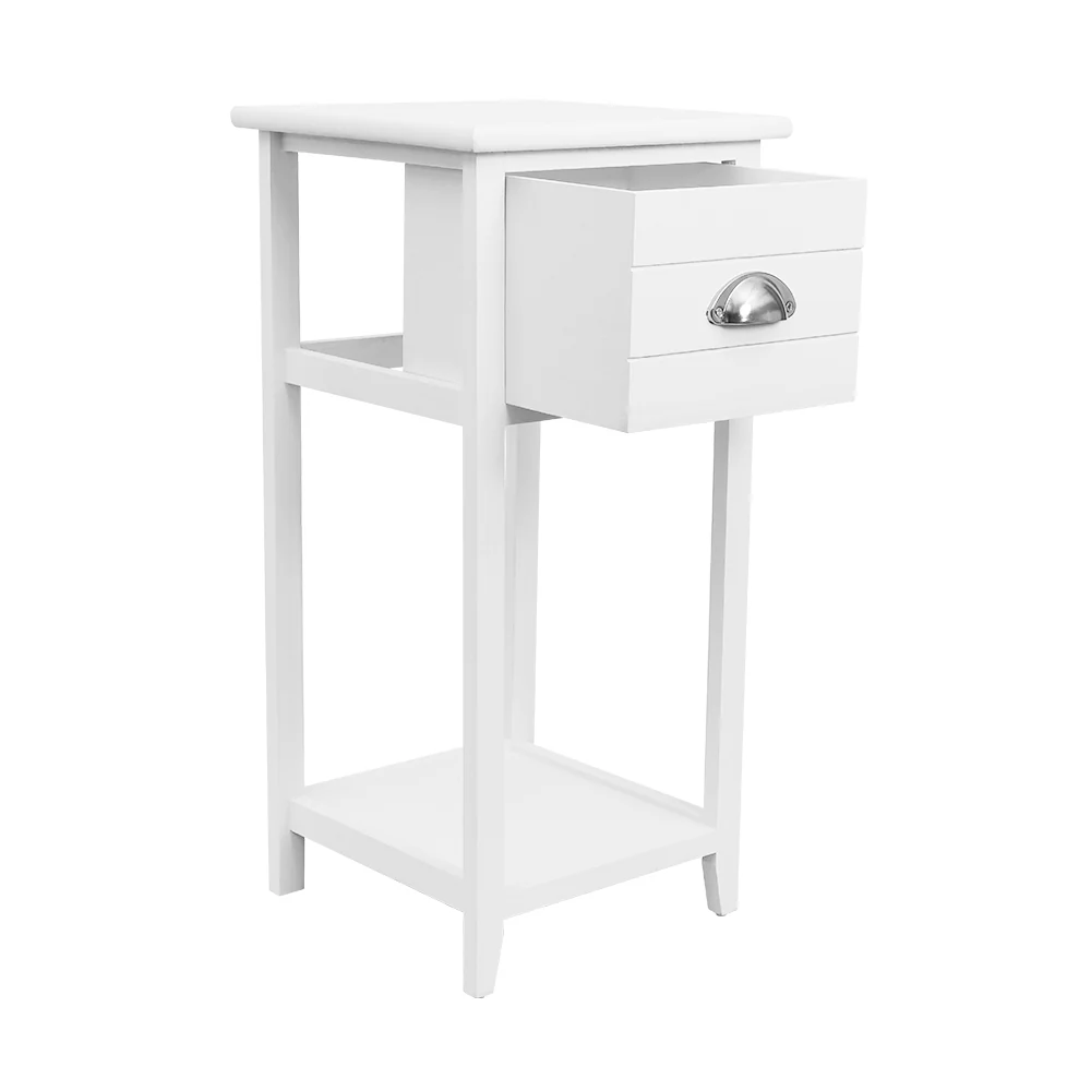 Miramichi Wooden Bedside Tables Nightstand Storage Cabinet Lamp Side Shelf - White - Nurns