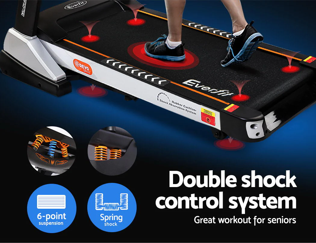 Everfit Treadmill Electric Auto Incline Spring Home Gym Fitness Exercise 480mm - Nurns