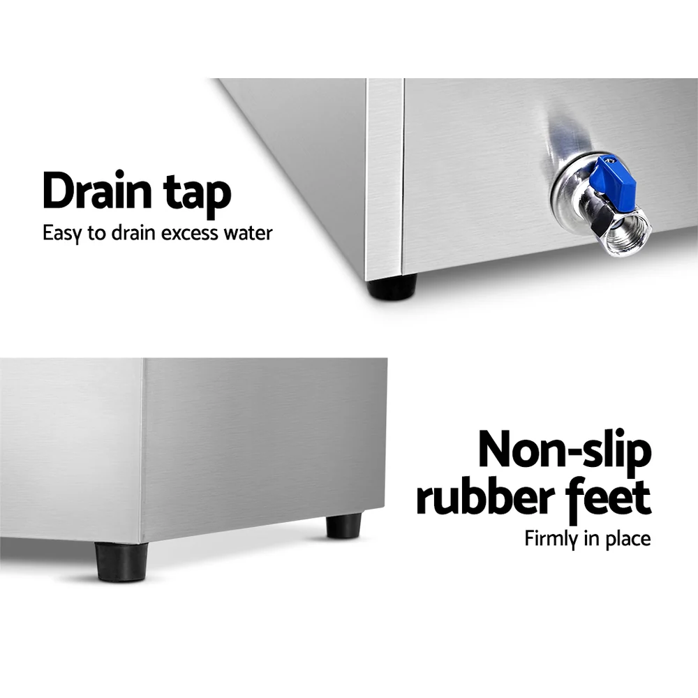 Devanti Commercial Food Warmer Bain Marie 3 Electric Buffet Pans - Nurns