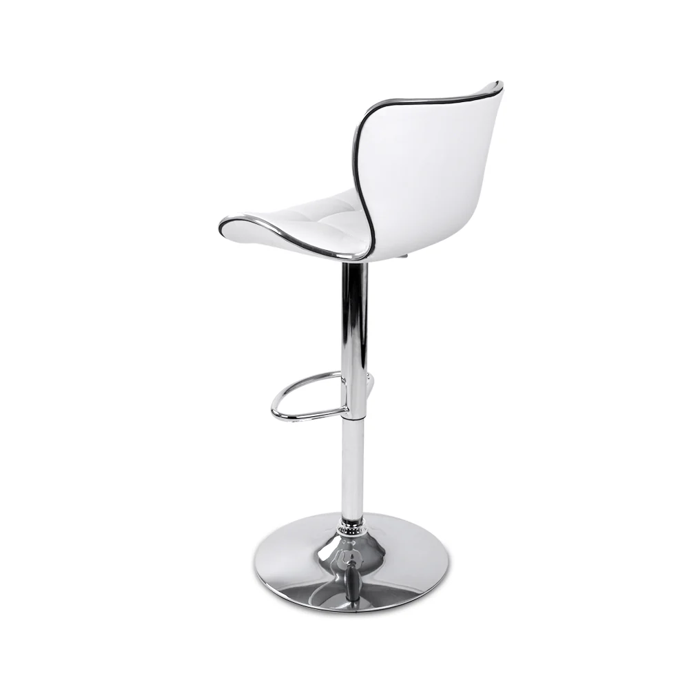 Set of 2 Liosia PU Leather Patterned Bar Stools - White & Chrome - Nurns