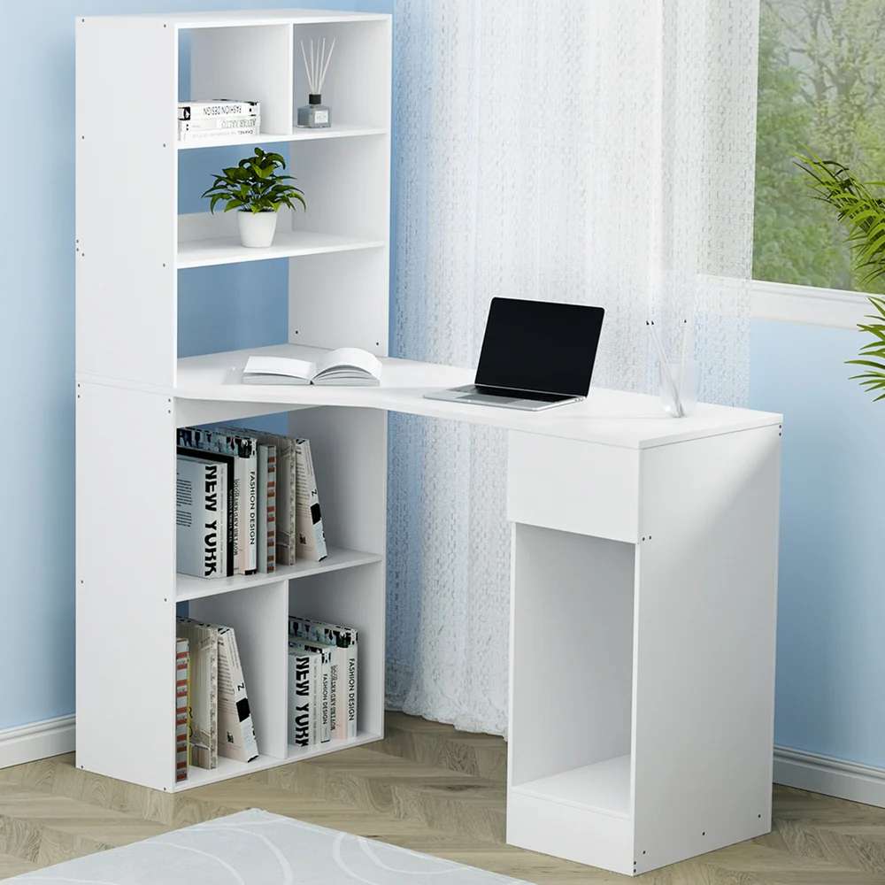 Artiss Computer Desk Bookshelf Drawer Cabinet White 120cm - Nurns