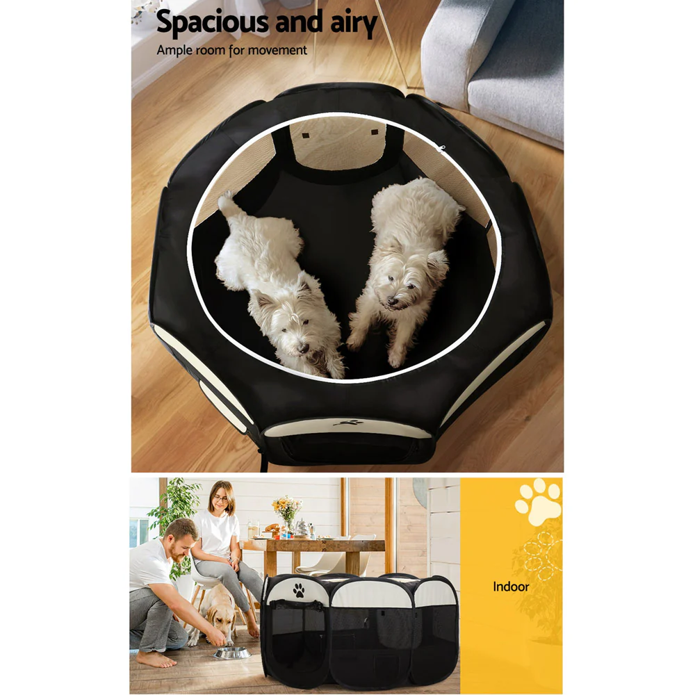 Dog Playpen Pet Playpen Enclosure Crate 8 Panel Play Pen Tent Bag Fence Puppy XL - Nurns