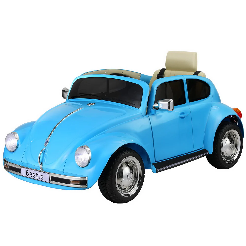 Kids Ride On Car Licensed Volkswagen Beetle Electric Toys Horn Remote 6V - Blue - Nurns