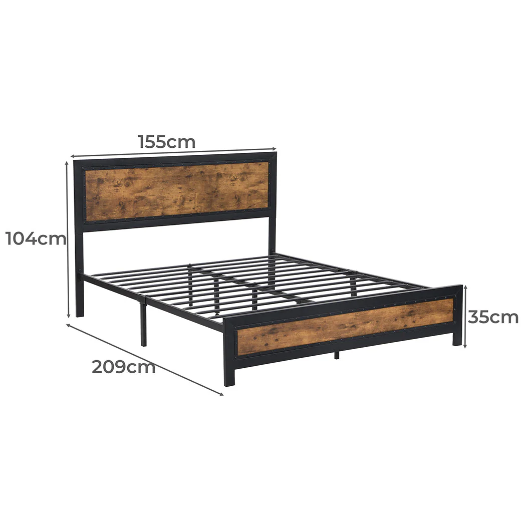 Balmy Bed & Mattress Package with 34cm Black Mattress - Black & Wood Queen - Nurns