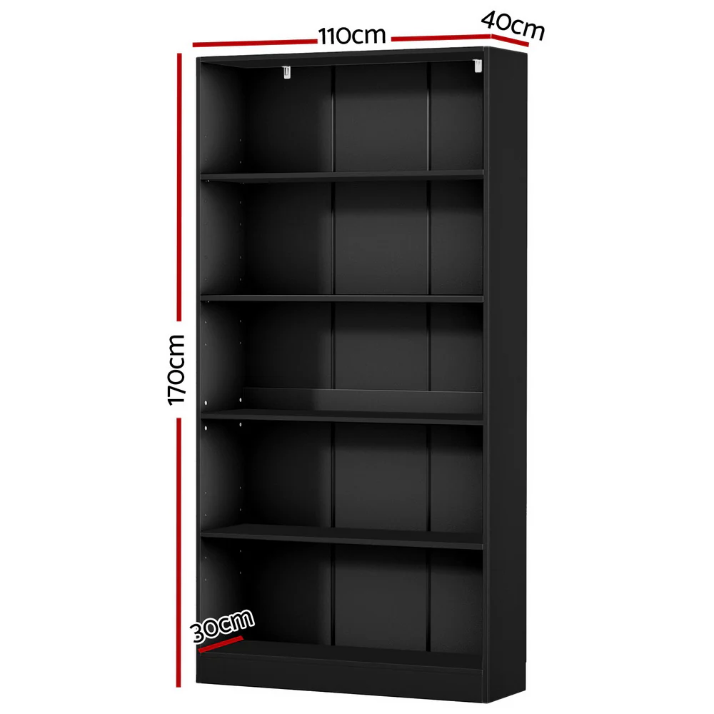 Artiss Bookshelf 5 Tiers Anton Black - Nurns