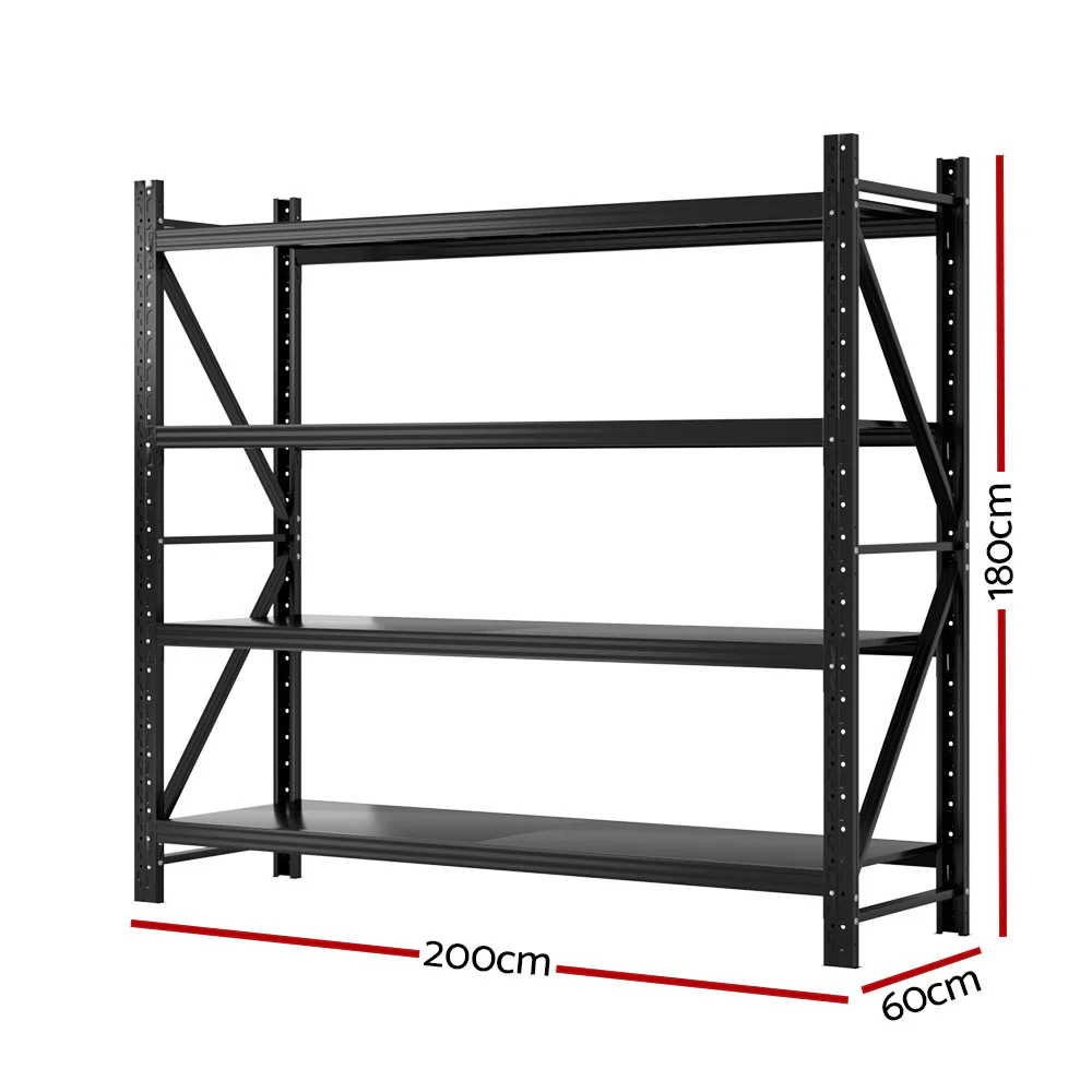 Giantz 2Mx1.8M Garage Shelving Warehouse Rack Pallet Racking Storage Shelf Black - Nurns