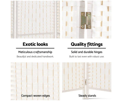 8 Panel Room Divider Screen 326x170cm Woven - White - Nurns