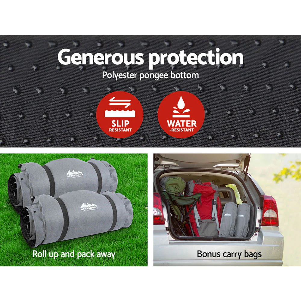 Self-Inflating Mattress Camping Sleeping Mat Air Bed Double Set Grey - Nurns