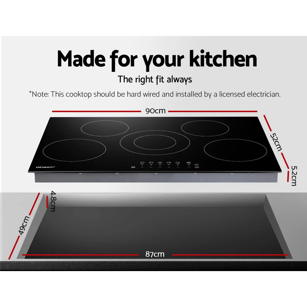 Devanti Electric Ceramic Cooktop 90cm - Nurns