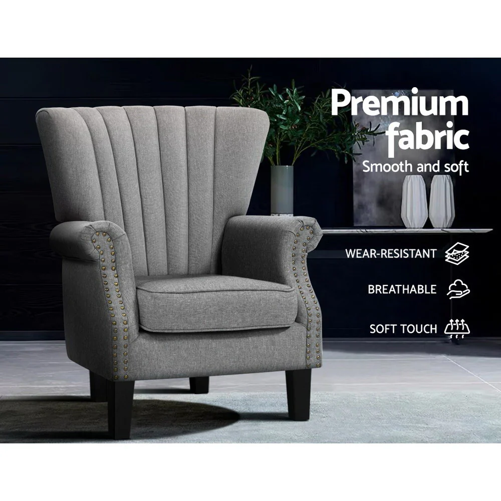 Marian Accent Fabric Lounge Armchair - Grey - Nurns