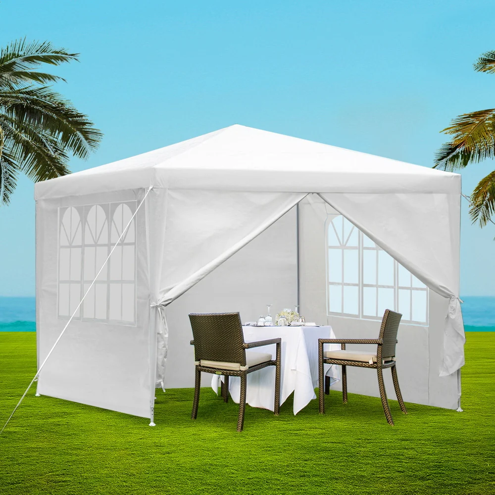 Instahut Gazebo 3x3m Marquee Wedding Party Tent Outdoor Camping Side Wall Canopy Window Panel White - Nurns