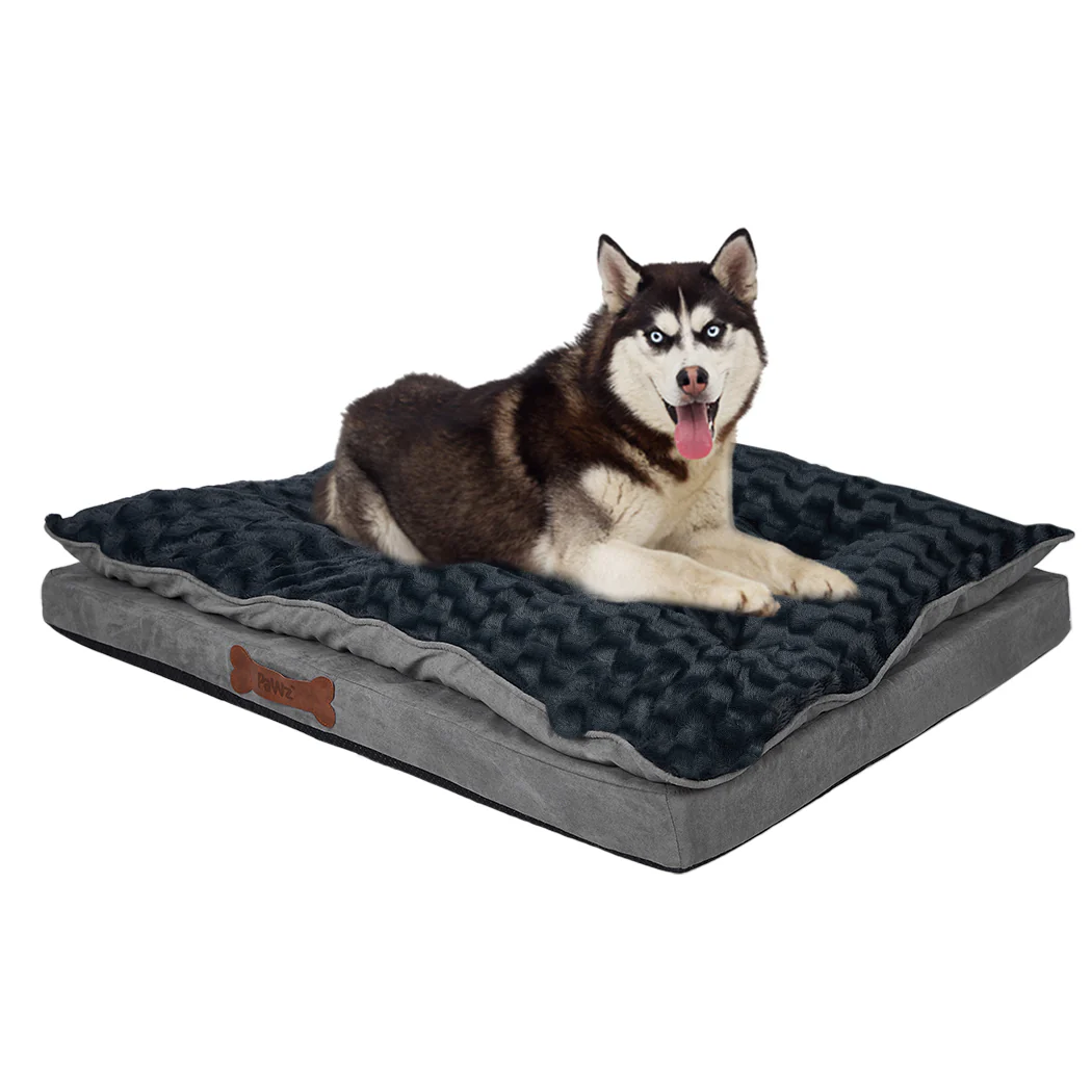 MEDIUM Dog Beds Calming Warm Soft Plush Comfy - Grey - Nurns
