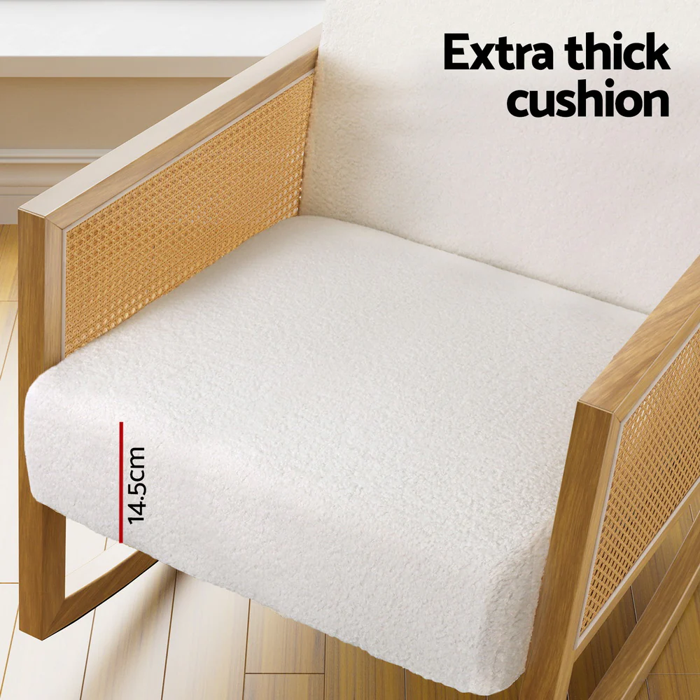 Maureen Armchair Accent Chair Curved Bouclé - White - Nurns