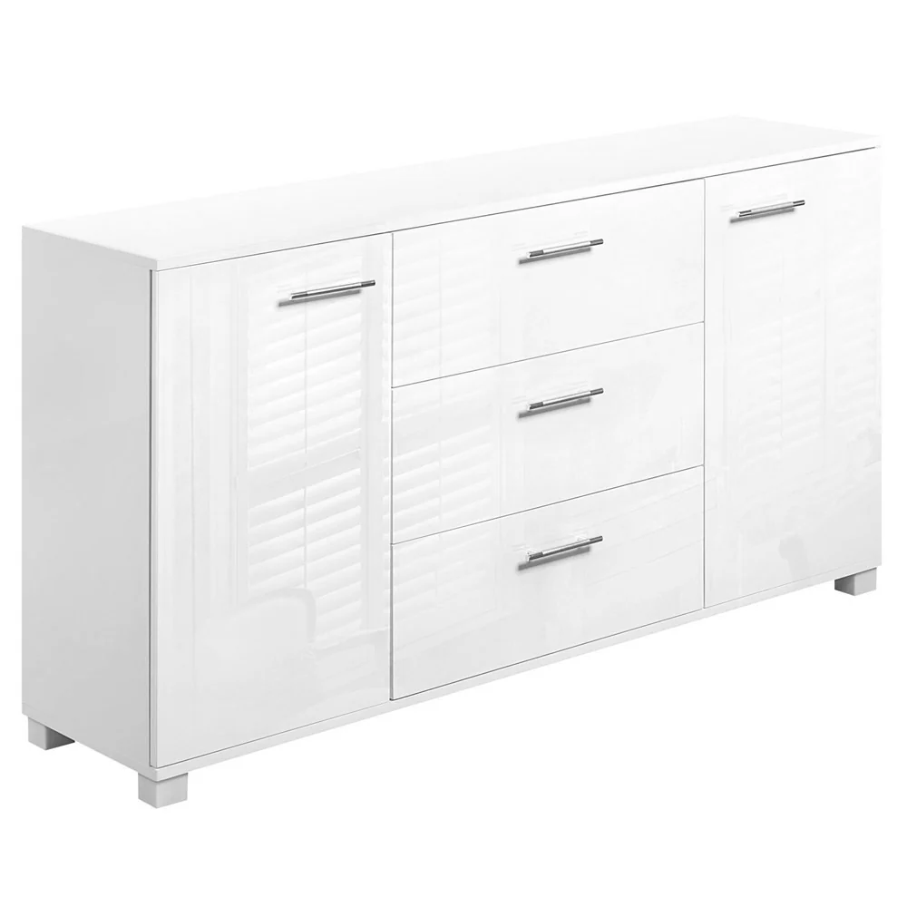 Daxton Wooden Buffet Sideboard High Gloss - White - Nurns