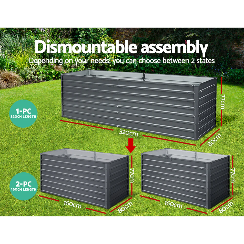 Garden Bed 320x80x77cm Planter Box Raised Container Galvanised Herb - Nurns