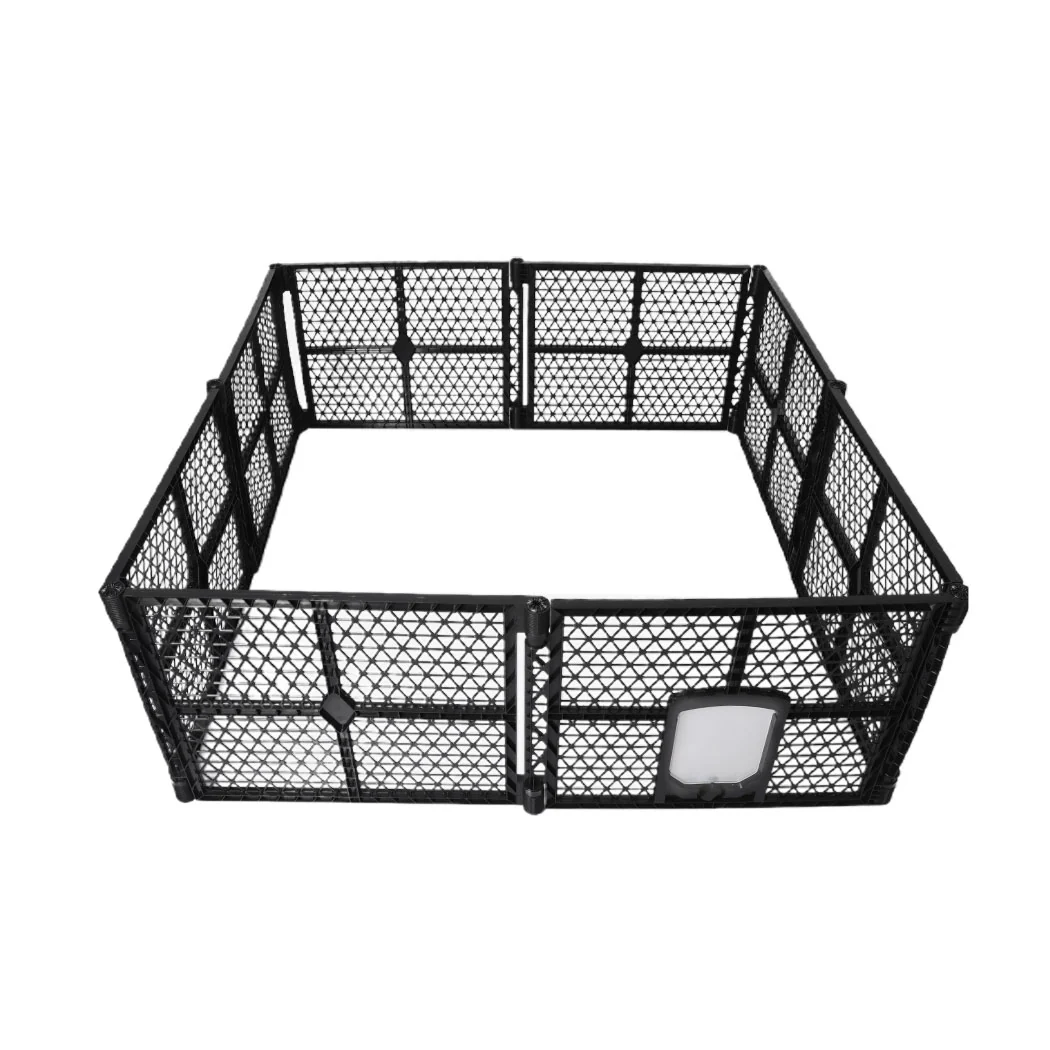 Pet Playpen Foldable Protable Dog Play Pens Plastic Garden Outdoor 8-Panels - Black Large - Nurns