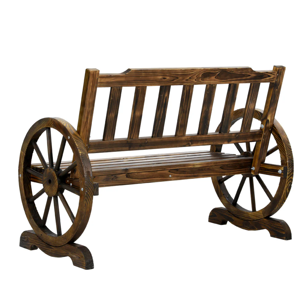 Celestia Wooden Wagon Wheel Chair - Brown - Nurns