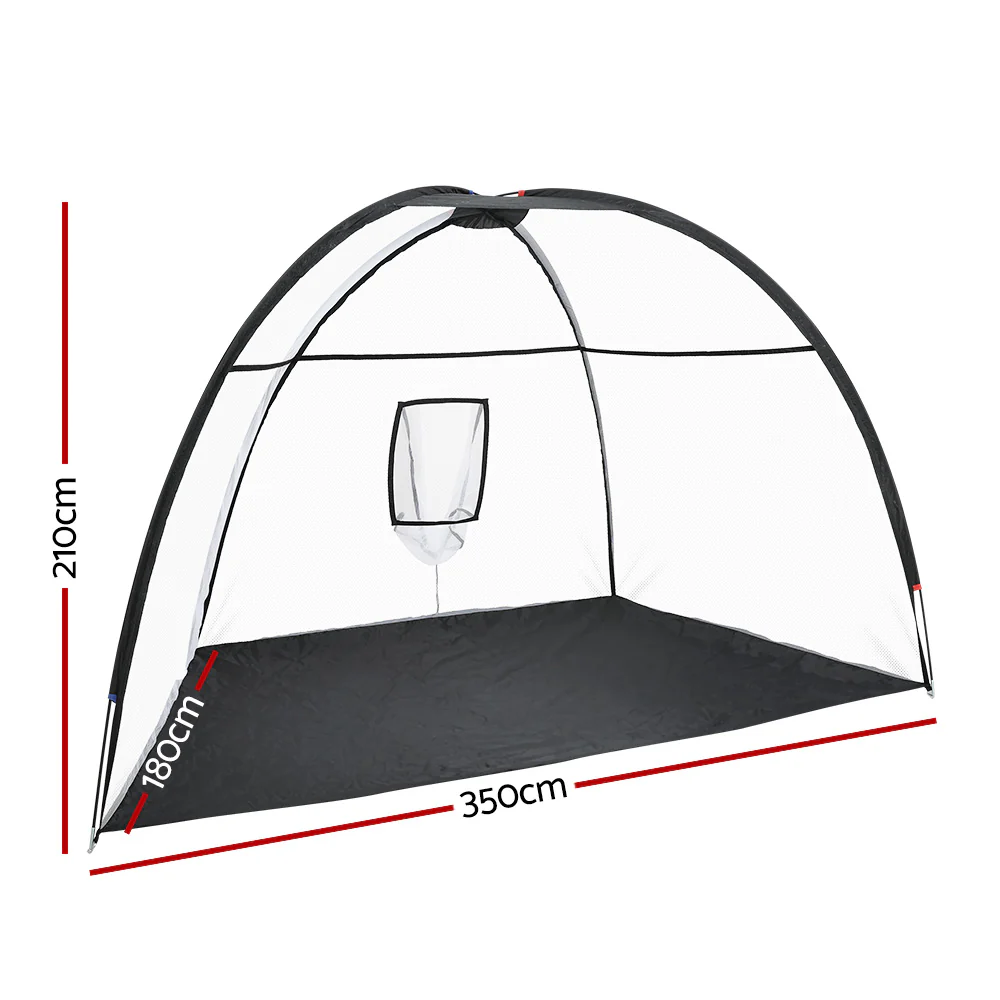 Everfit 3.5m Golf Practice Net Portable Training Aid Driving Target Tent Black - Nurns