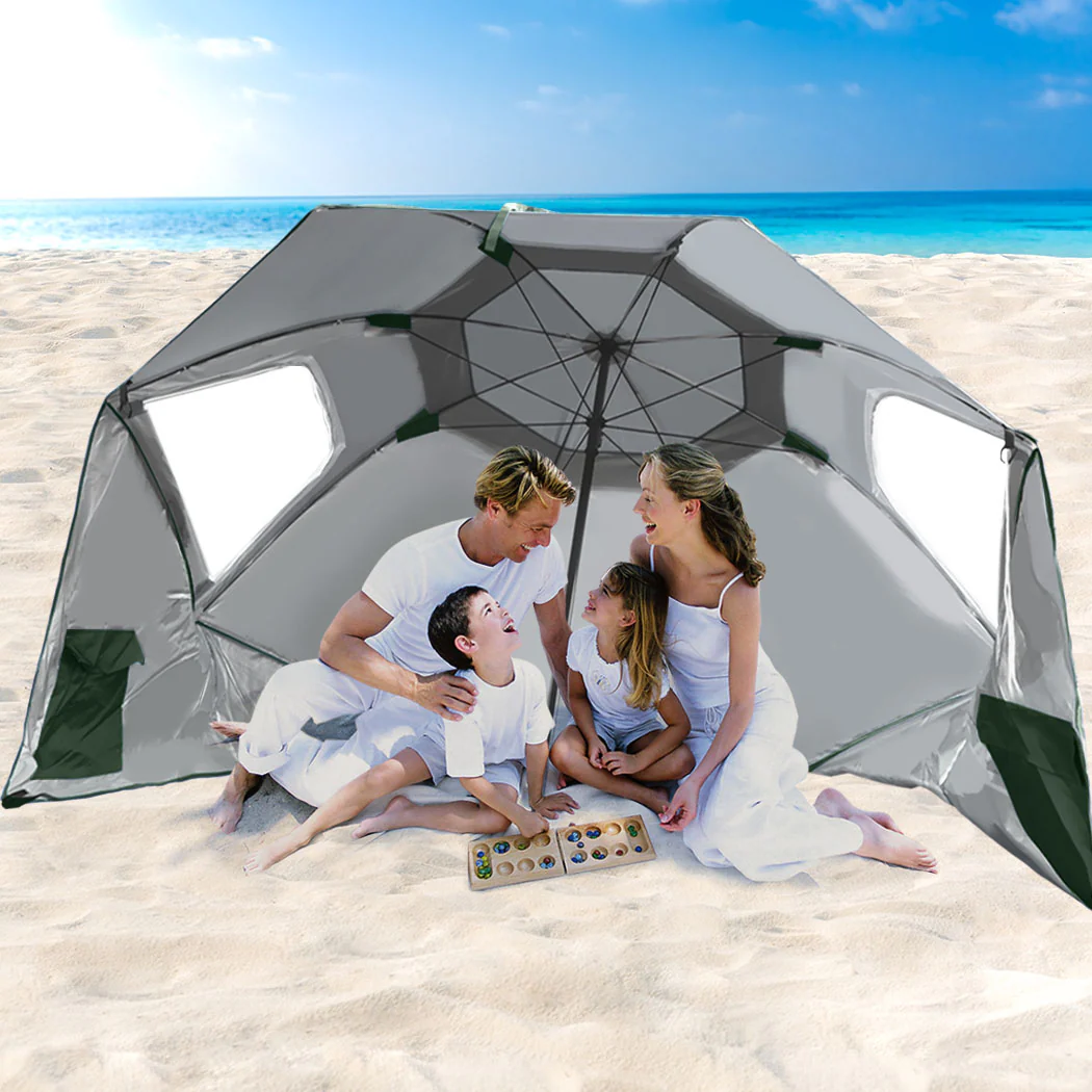 Mountview Beach Umbrella Outdoor Umbrellas Green 2.33M - Nurns