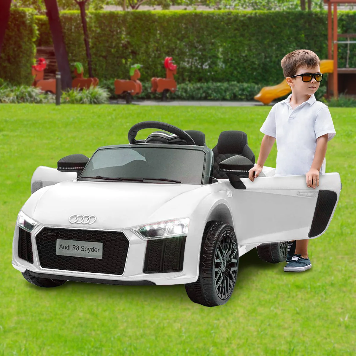 R8 Spyder Audi Licensed Kids Electric Ride On Car Remote Control - White - Nurns