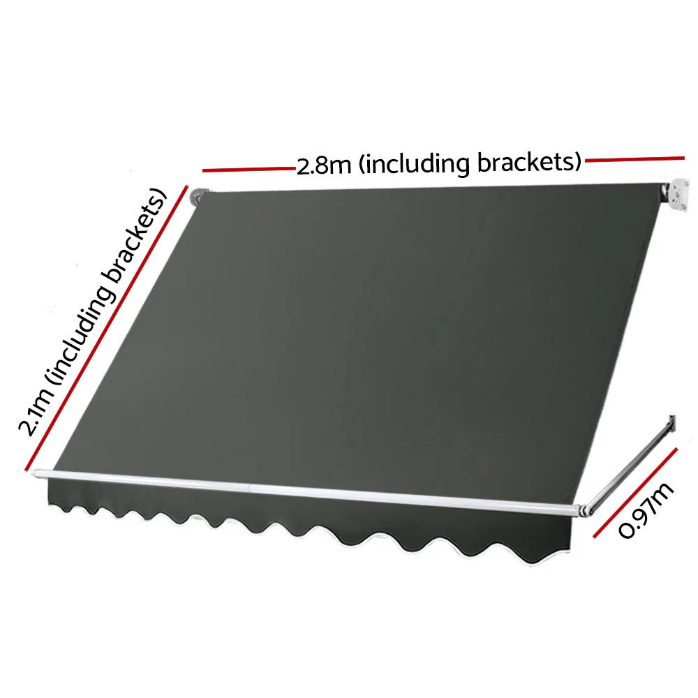 Instahut Window Fixed Pivot Arm Awning Patio Outdoor Blinds Retractable 2.8x2.1M - Nurns