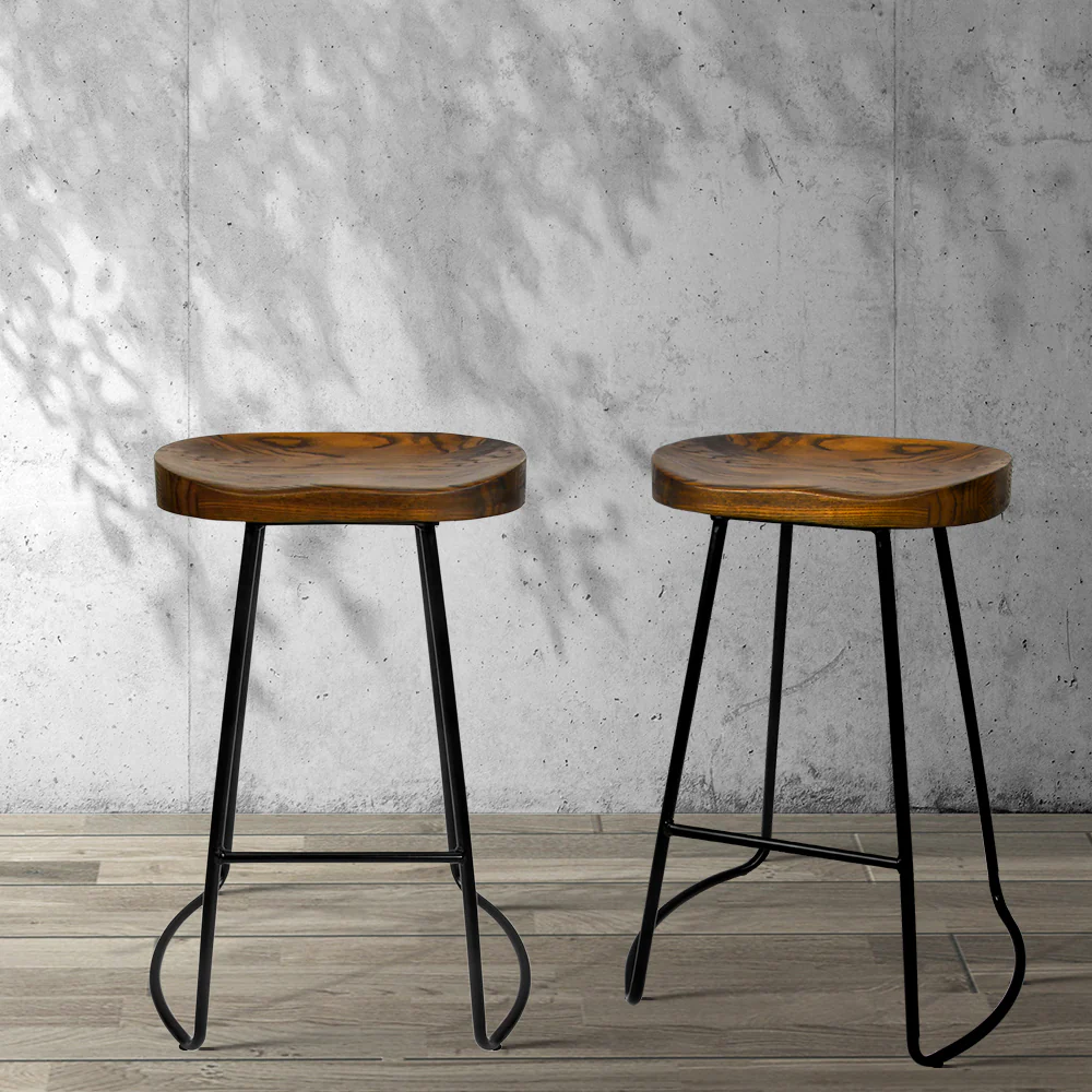 Set of 2 Reggio Tractor Seat Bar Stools - Black - Nurns