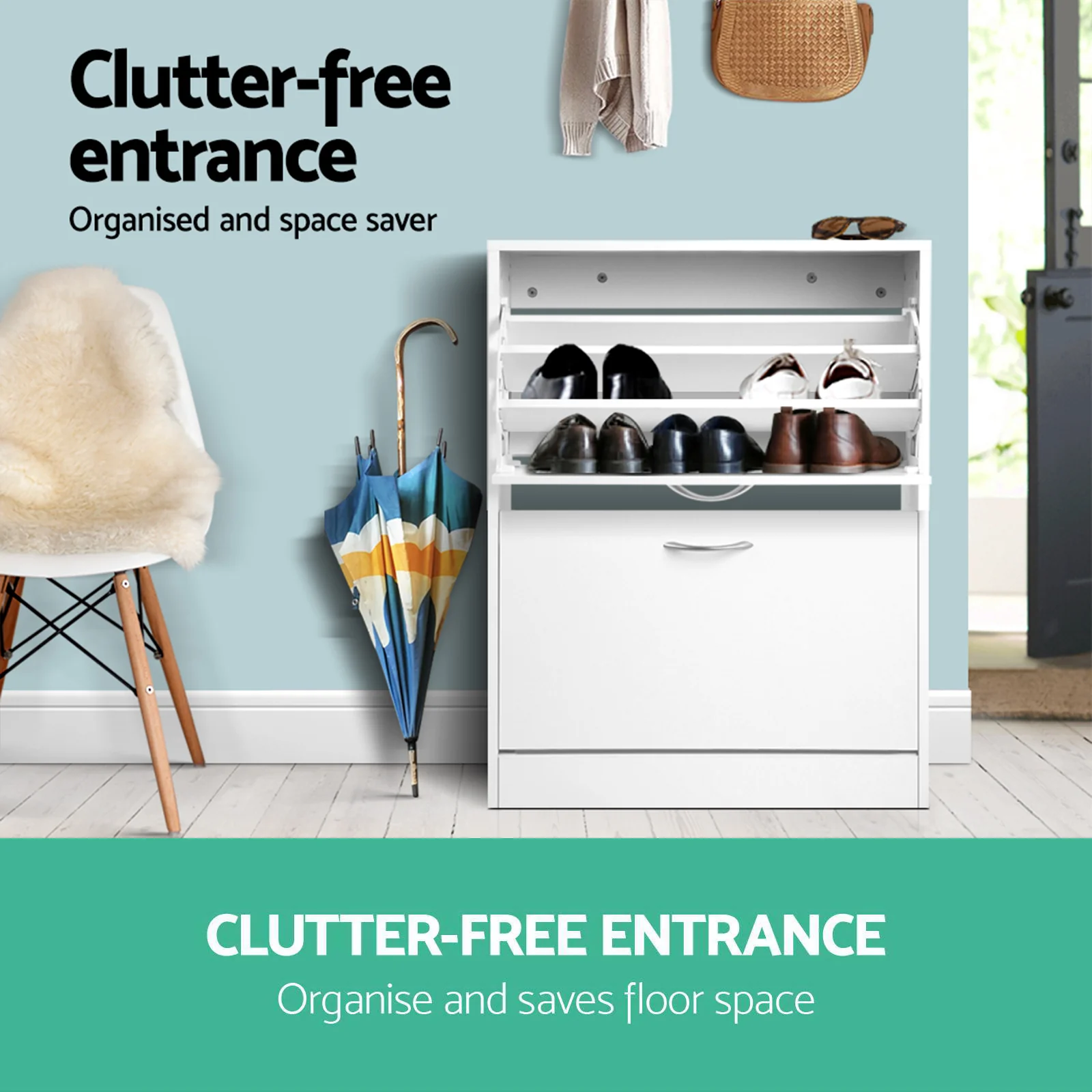 Artiss Shoe Rack Cabinet Adjustable Shelves 24 Pairs White Iris - Nurns