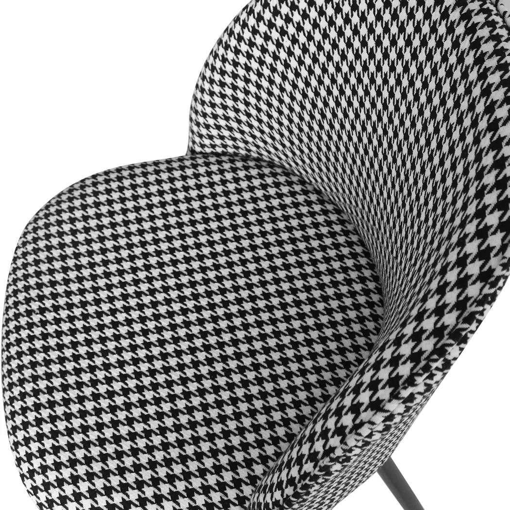 Anwen Set of 2 Dining Chairs Kitchen Cafe Lounge Chair Sofa Upholstered Padded Seat - Black & White - Nurns