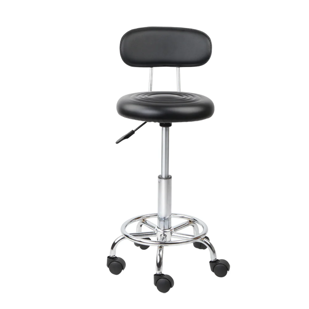 Salon Stool Swivel Chair Backrest Black - Nurns