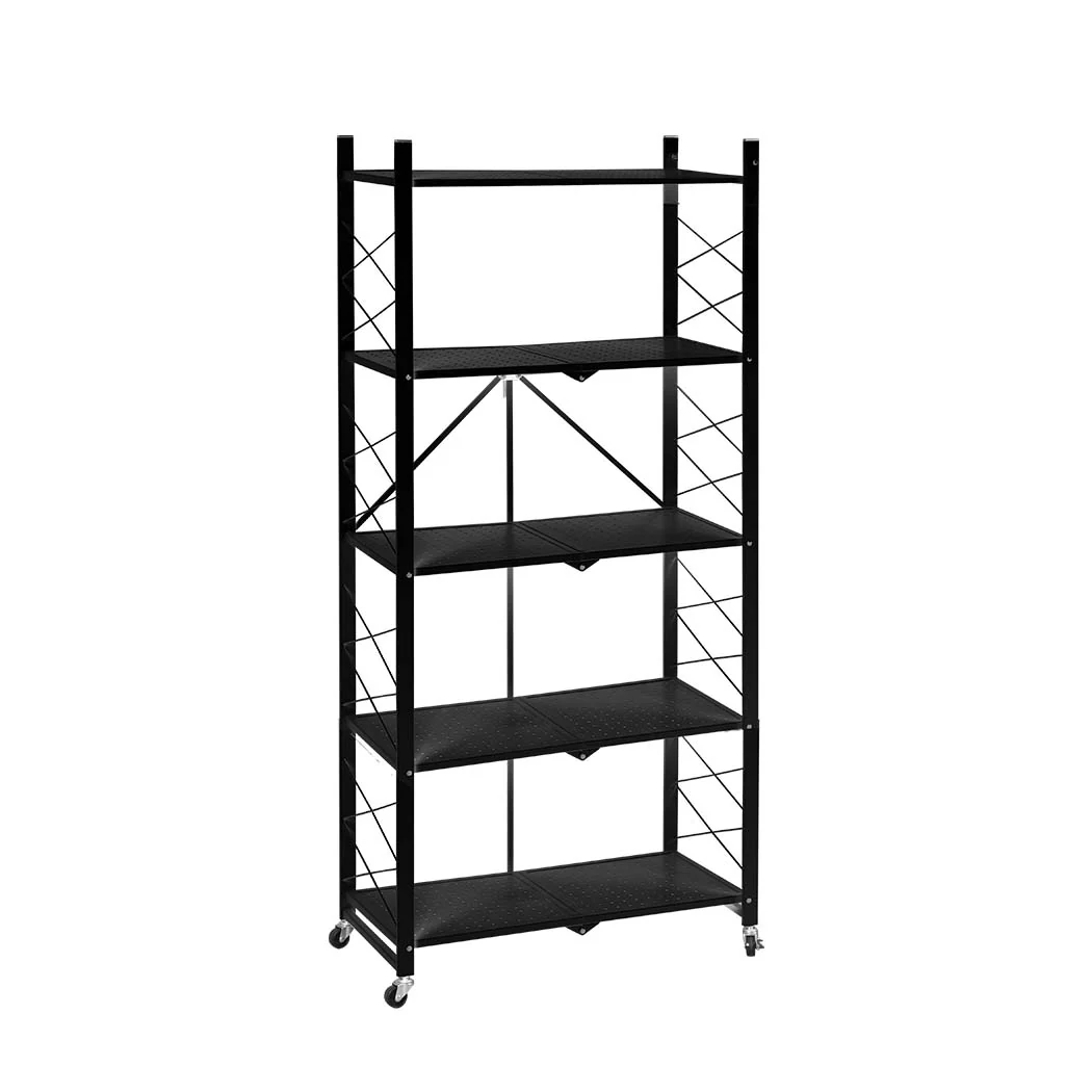 Levede Foldable Storage Shelf Display Black 5 Tiers - Nurns