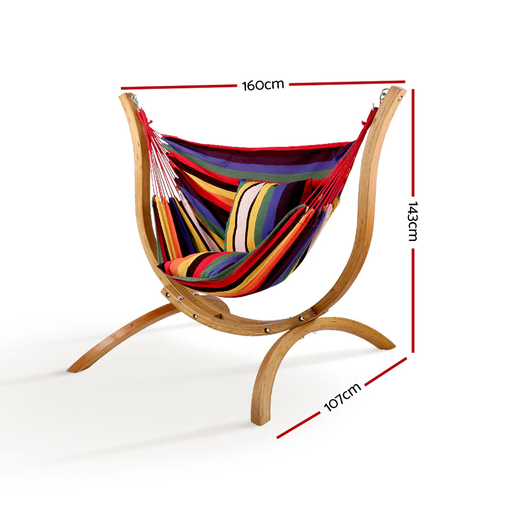 Hammock Chair Timber Outdoor Furniture Camping with Wooden Stand - Nurns