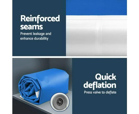 5m x 1m Inflatable Air Track Mat 20cm Thick Gymnastic Tumbling Blue And White - Nurns
