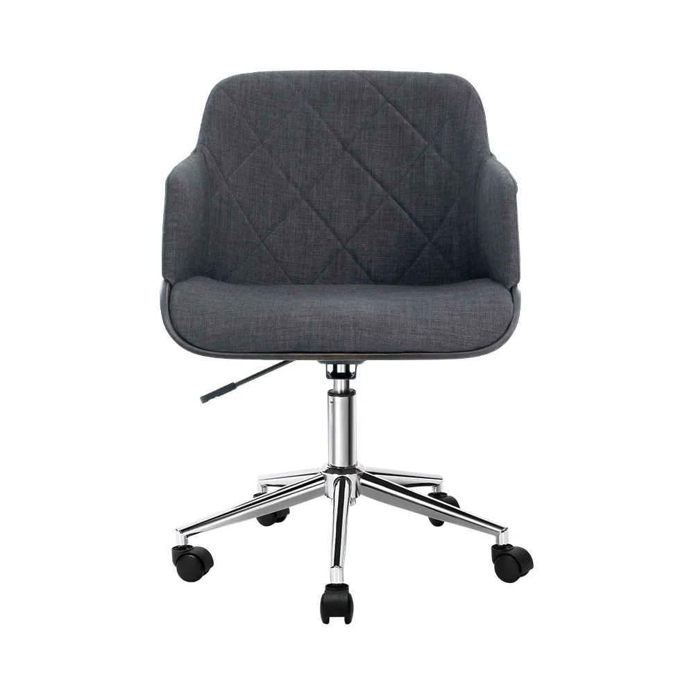 Artiss Wooden Office Chair Fabric Seat Grey - Nurns