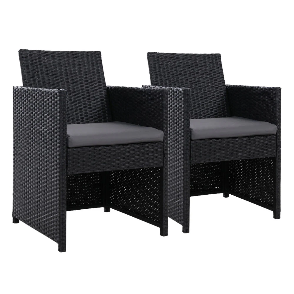 Mitchell 2-Seater Chairs Patio Furniture Wicker Outdoor Lounge Set - Black - Nurns